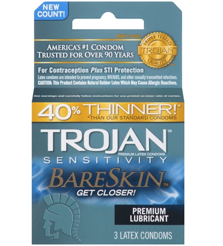 Trojan Sensitivity Bareskin Lubricated Condoms - 3 Pack | 022600957058 | Available at EroticWarehouse.com