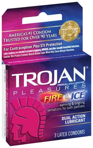 Trojan Fire and Ice Dual Action Lubricated Condoms - 3 Pack | 022600960034 | Available at EroticWarehouse.com