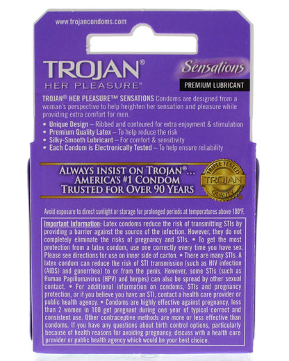Trojan Her Pleasure Sensations Lubricated Condoms - 3 Pack | 022600973201 | Available at EroticWarehouse.com