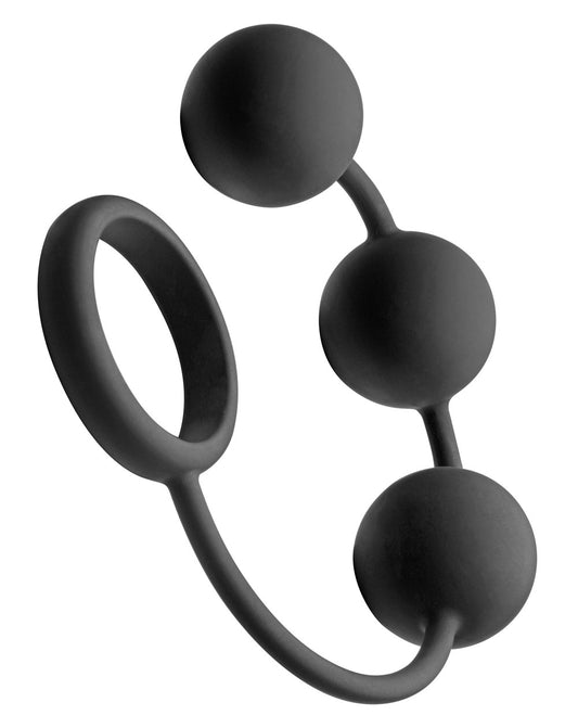 Tom of Finland Silicone Cock Ring With 3 Weighted Balls | 848518019325 | Available at EroticWarehouse.com
