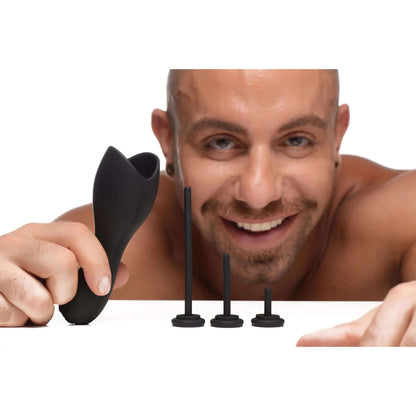 10x Vibrating Penis Head Teaser With Urethral Sounds - Black | 848518046130 | Available at EroticWarehouse.com