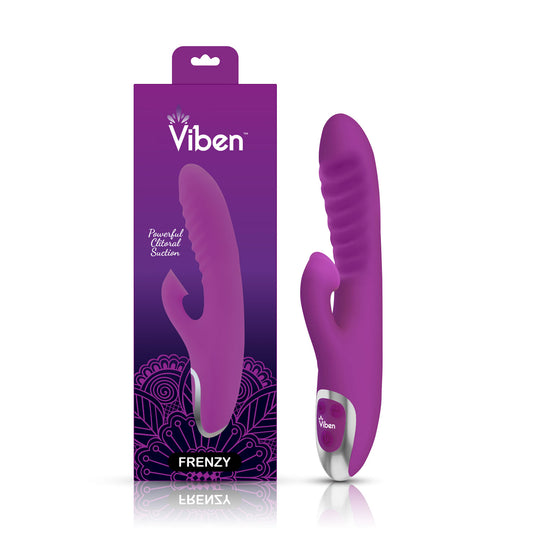Frenzy - Rabbit Vibe With Clitoral Suction - Berry | 850018691086 | Available at EroticWarehouse.com
