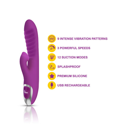 Frenzy - Rabbit Vibe With Clitoral Suction - Berry | 850018691086 | Available at EroticWarehouse.com