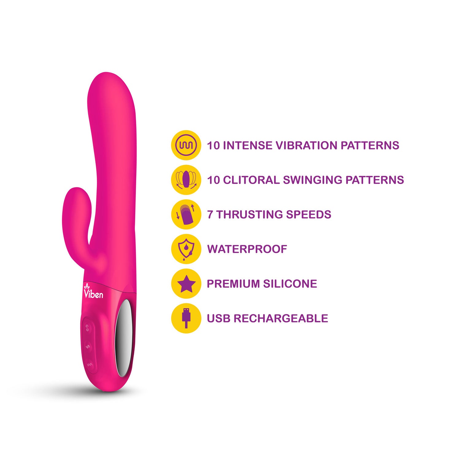 Hypnotic - Hot Pink - Thrusting Rabbit with Swinging Clitoral Stimulator | 850018691109 | Available at EroticWarehouse.com