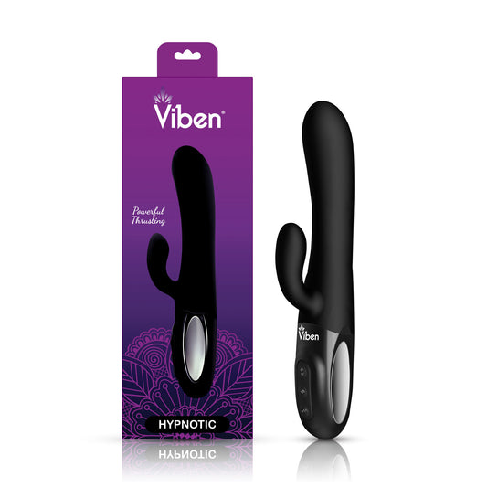 Hypnotic - Black - Thrusting Rabbit with Swinging Clitoral Stimulator | 850018691116 | Available at EroticWarehouse.com