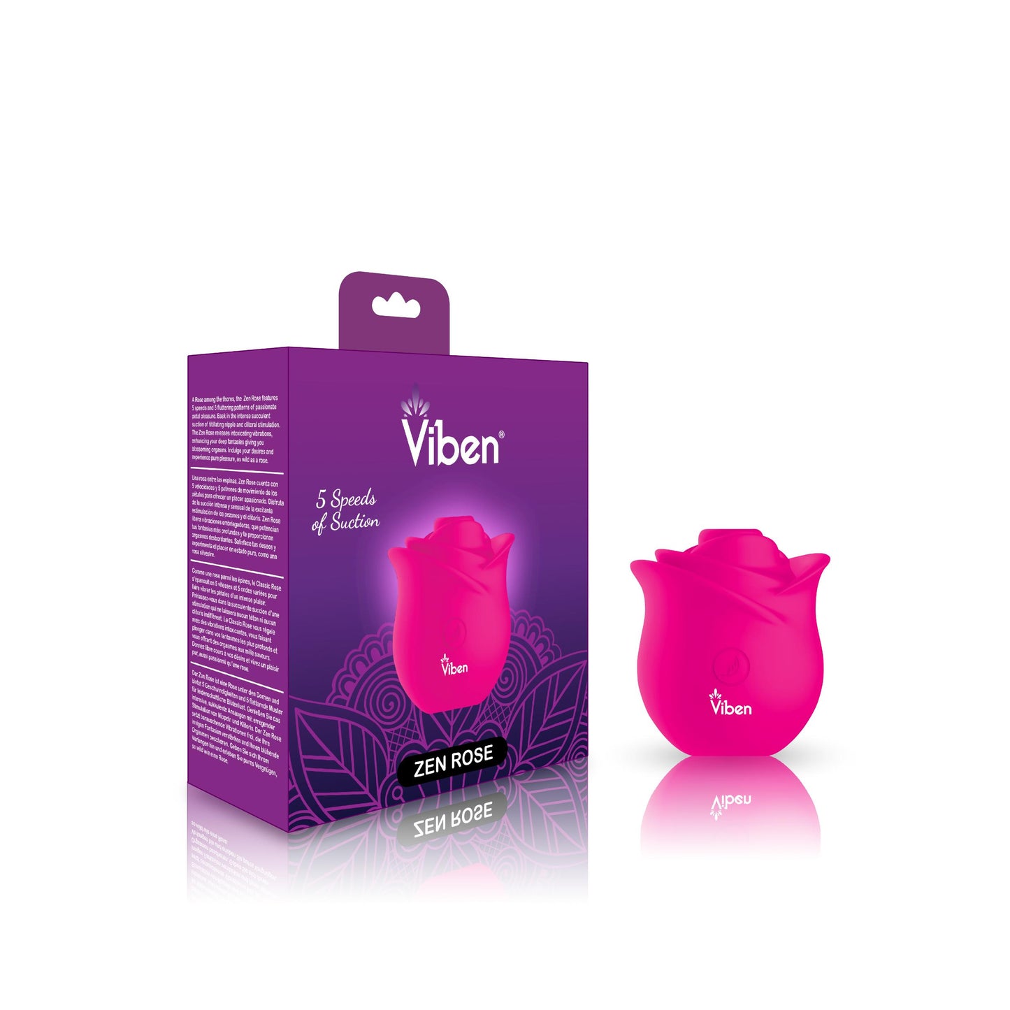 Zen Rose - Hot Pink - Handheld Rose Clitoral and Nipple Stimulator | 810080750111 | Available at EroticWarehouse.com