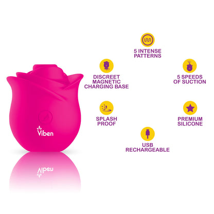 Zen Rose - Hot Pink - Handheld Rose Clitoral and Nipple Stimulator | 810080750111 | Available at EroticWarehouse.com