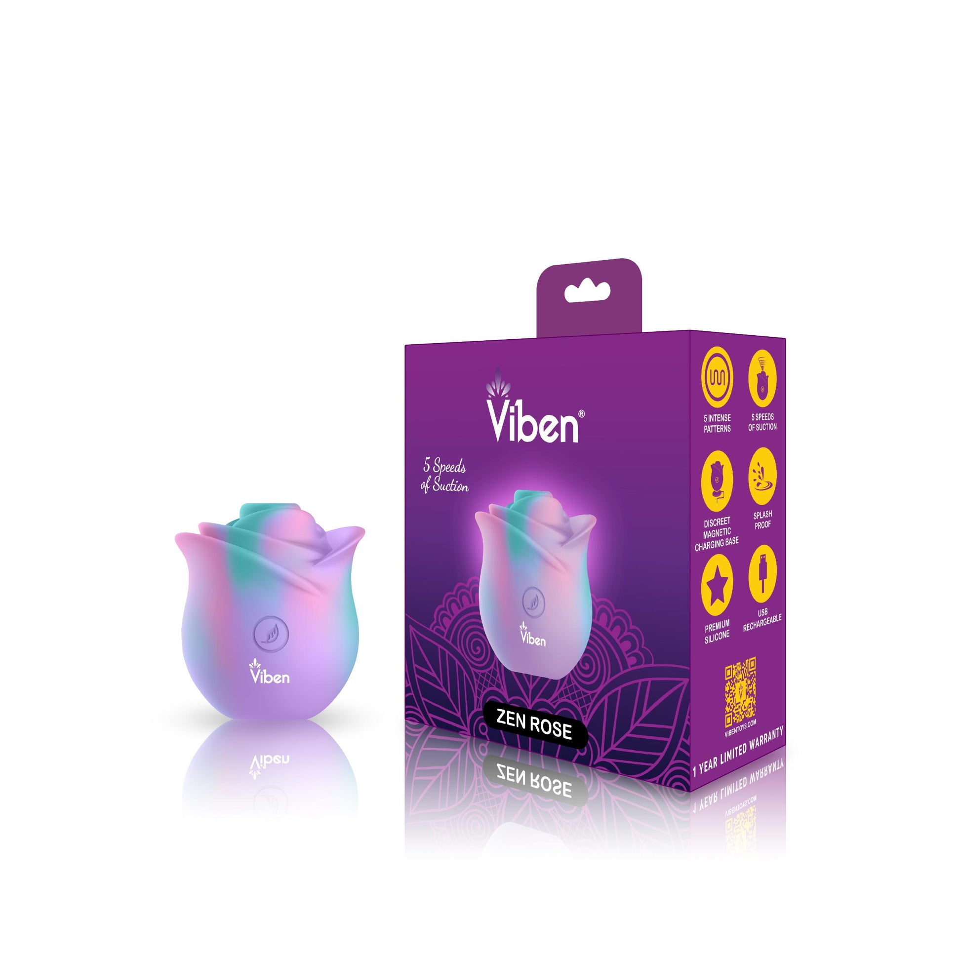 Zen Rose - Unicorn - Handheld Rose Clitoral and Nipple Stimulator | 810080750128 | Available at EroticWarehouse.com
