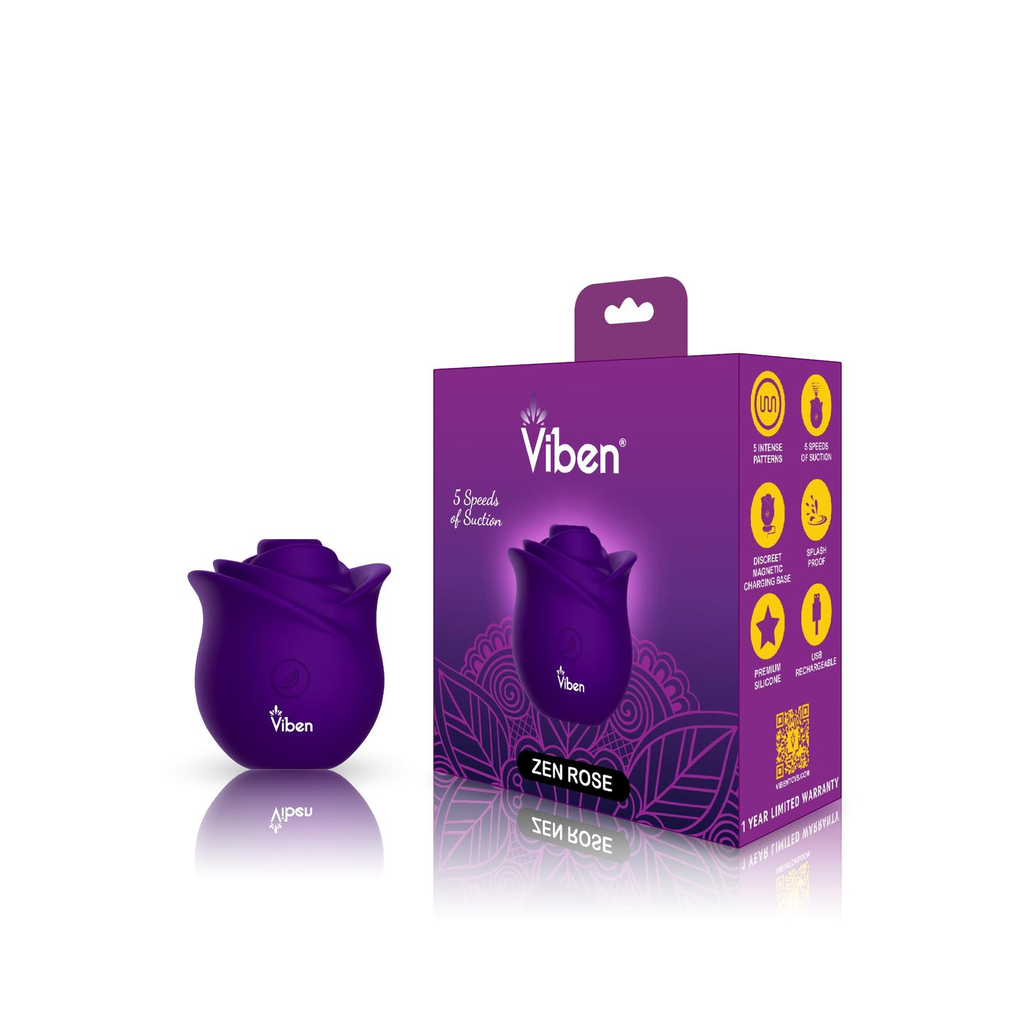 Zen Rose - Violet - Handheld Rose Clitoral and Nipple Stimulator | 810080750135 | Available at EroticWarehouse.com