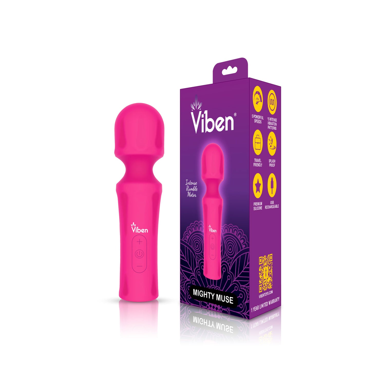 Mighty Muse - Hot Pink - Powerful Personal Wand - Massager | 810080750159 | Available at EroticWarehouse.com
