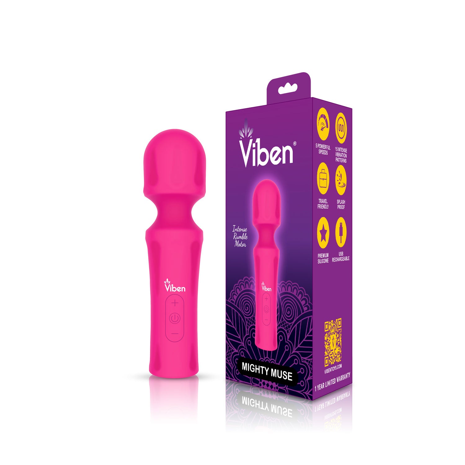 Mighty Muse - Hot Pink - Powerful Personal Wand - Massager | 810080750159 | Available at EroticWarehouse.com