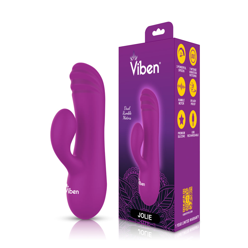 Jolie - Berry - Intense Mini Rabbit Vibe With Pleasure Ridges | 810080750289 | Available at EroticWarehouse.com