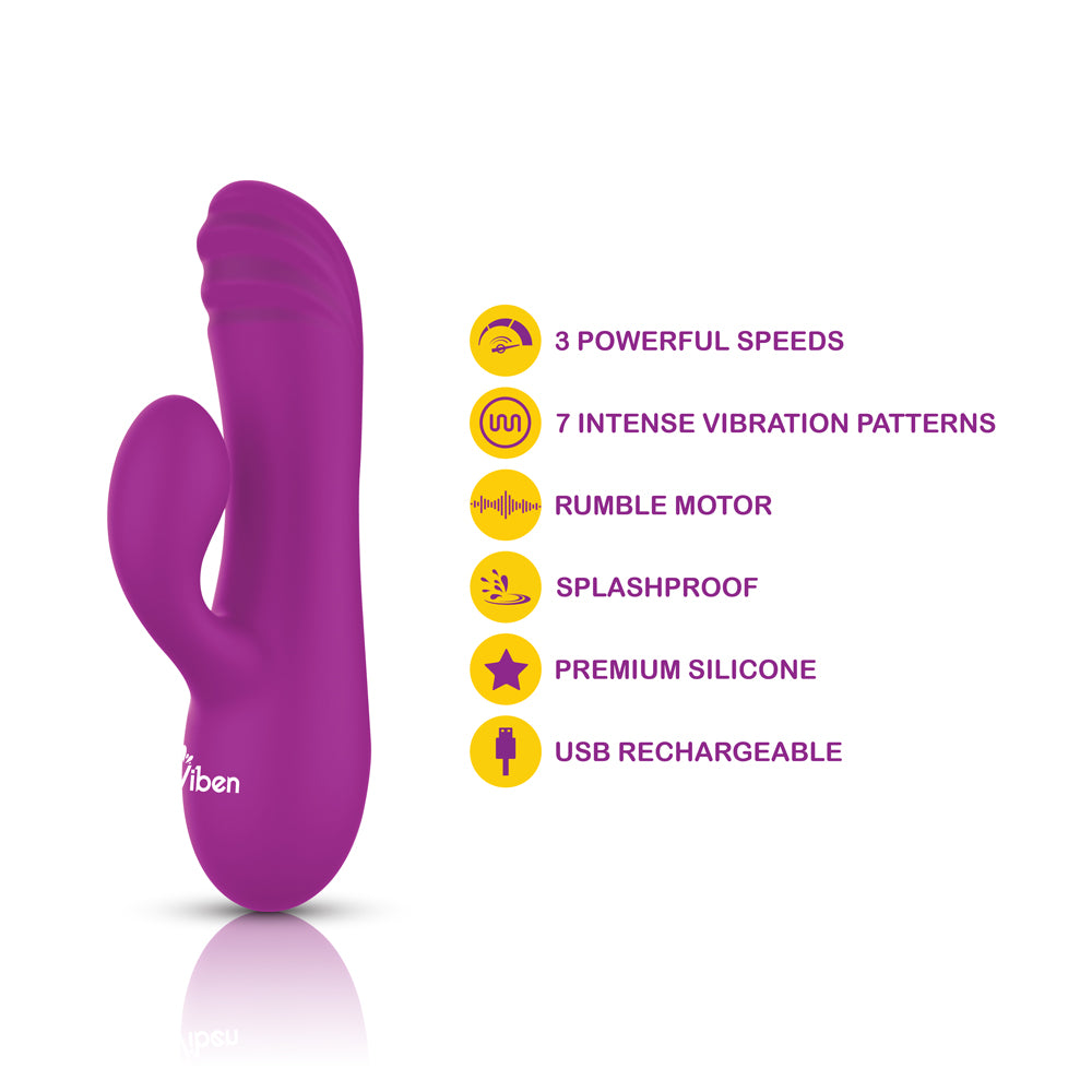 Jolie - Berry - Intense Mini Rabbit Vibe With Pleasure Ridges | 810080750289 | Available at EroticWarehouse.com