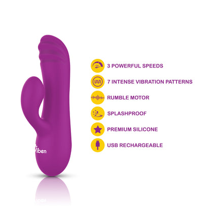 Jolie - Berry - Intense Mini Rabbit Vibe With Pleasure Ridges | 810080750289 | Available at EroticWarehouse.com