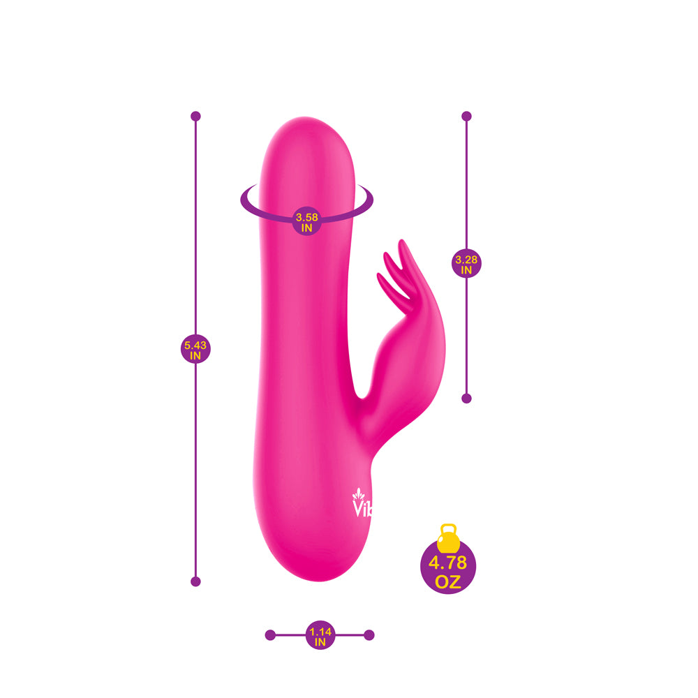 Freyja - Hot Pink - Intense Mini Rabbit Vibe With Triple Tickling Clitoral Stimulator | 810080750296 | Available at EroticWarehouse.com