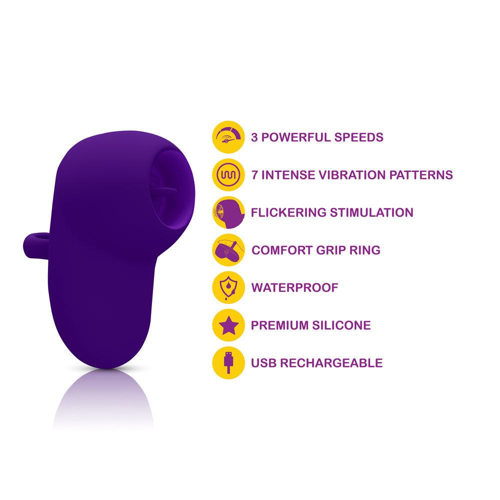 Kenley - Violet - Intense Flickering Finger Vibe With Comfort Grip Ring | 810080750319 | Available at EroticWarehouse.com