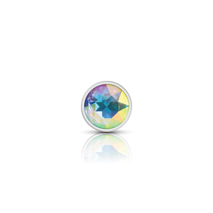 Cheeky Charms-Silver Metal Butt Plug- Round-Clear-Small | 850018691147 | Available at EroticWarehouse.com