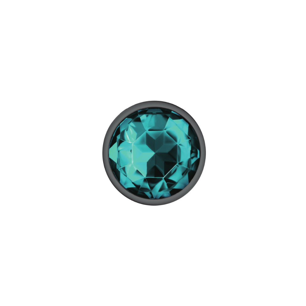 Cheeky Charms-Gunmetal Metal Butt Plug- Round-Teal-Medium | 850018691215 | Available at EroticWarehouse.com