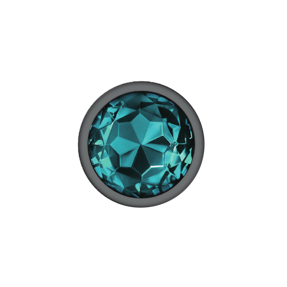 Cheeky Charms-Gunmetal Metal Butt Plug- Round-Teal-Large | 850018691222 | Available at EroticWarehouse.com