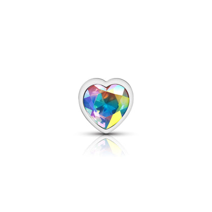 Cheeky Charms-Silver Metal Butt Plug- Heart-Clear-Medium | 850018691277 | Available at EroticWarehouse.com