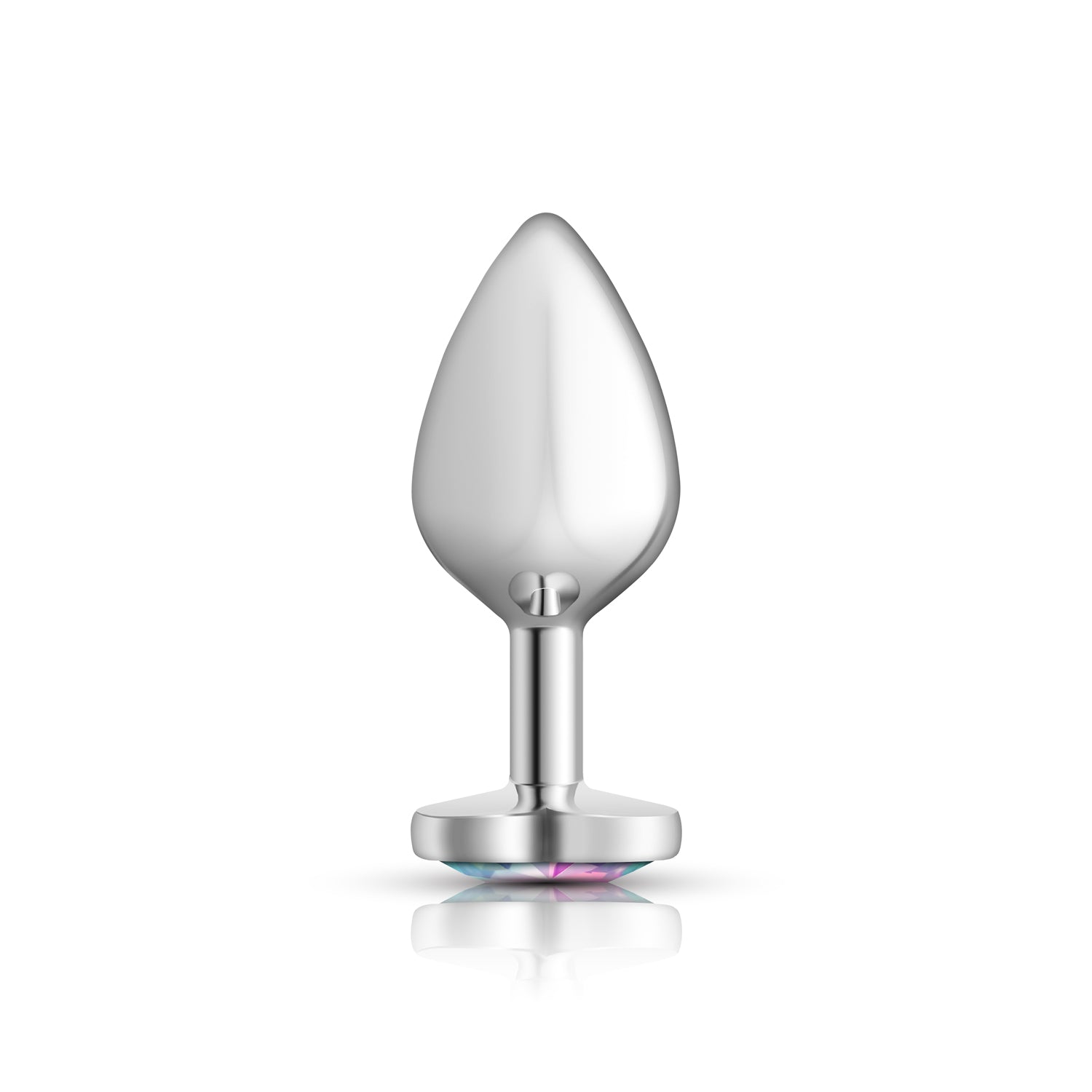 Cheeky Charms-Silver Metal Butt Plug- Heart-Clear-Medium | 850018691277 | Available at EroticWarehouse.com