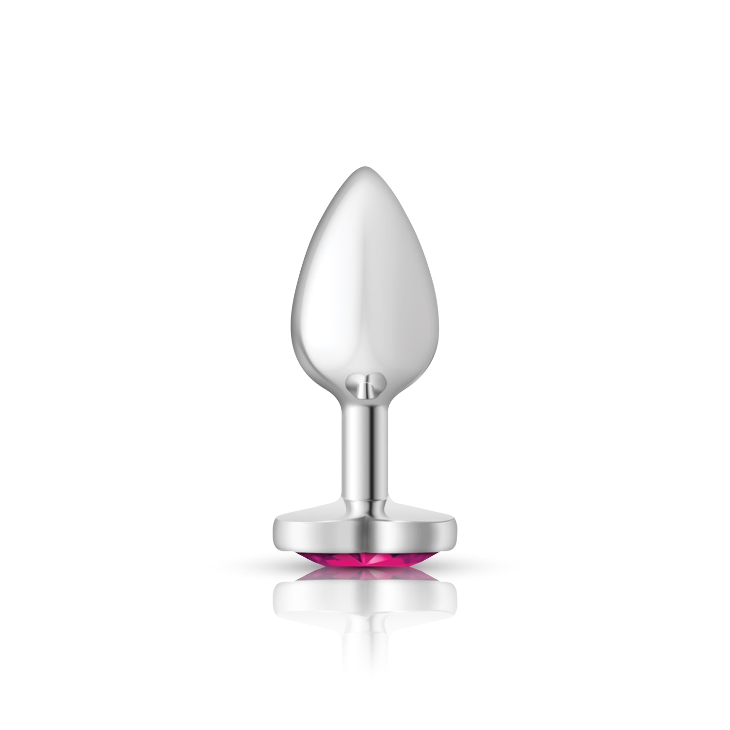 Cheeky Charms-Silver Metal Butt Plug- Heart-Bright Pink-Small | 850018691291 | Available at EroticWarehouse.com