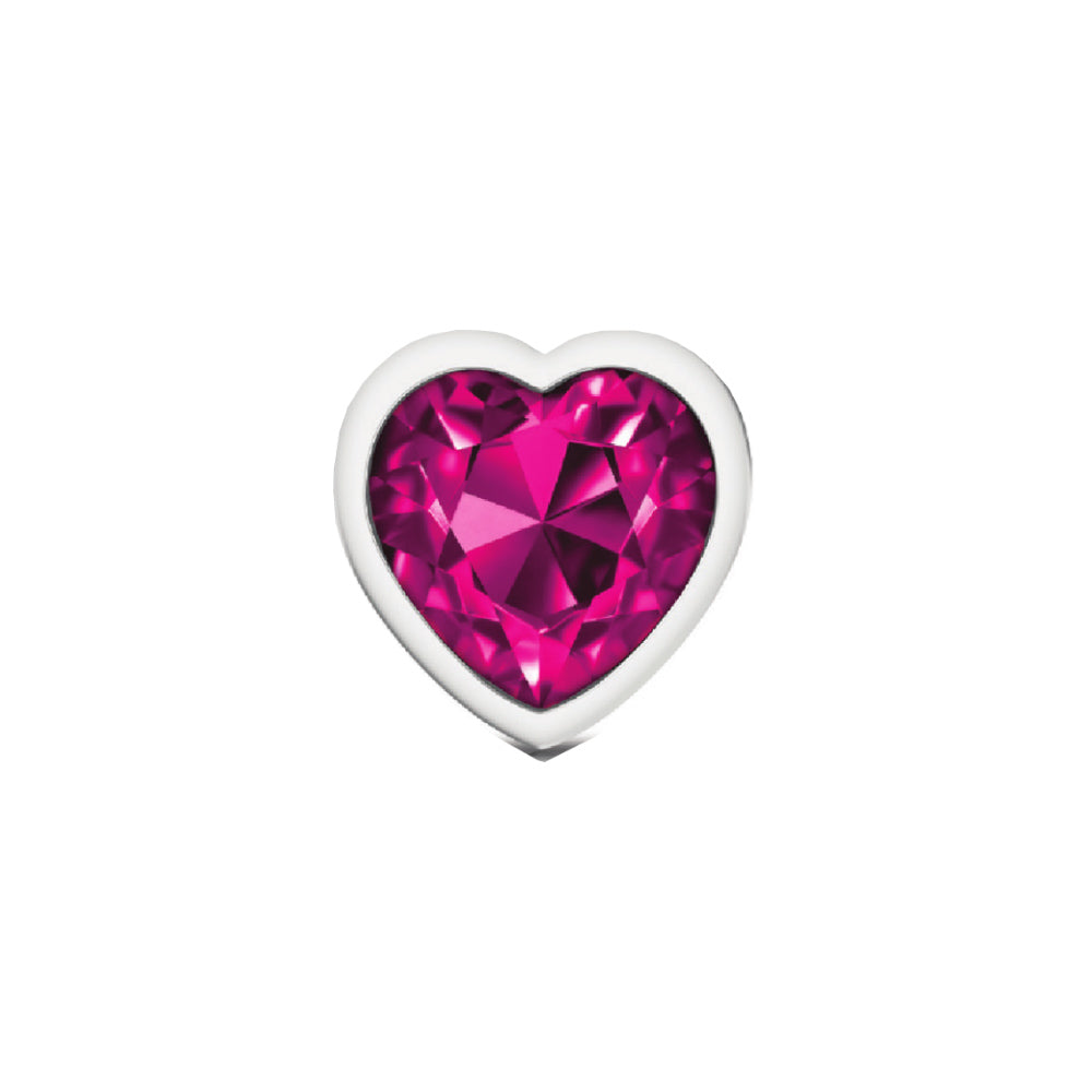 Cheeky Charms-Silver Metal Butt Plug- Heart-Bright Pink-Medium | 850018691307 | Available at EroticWarehouse.com