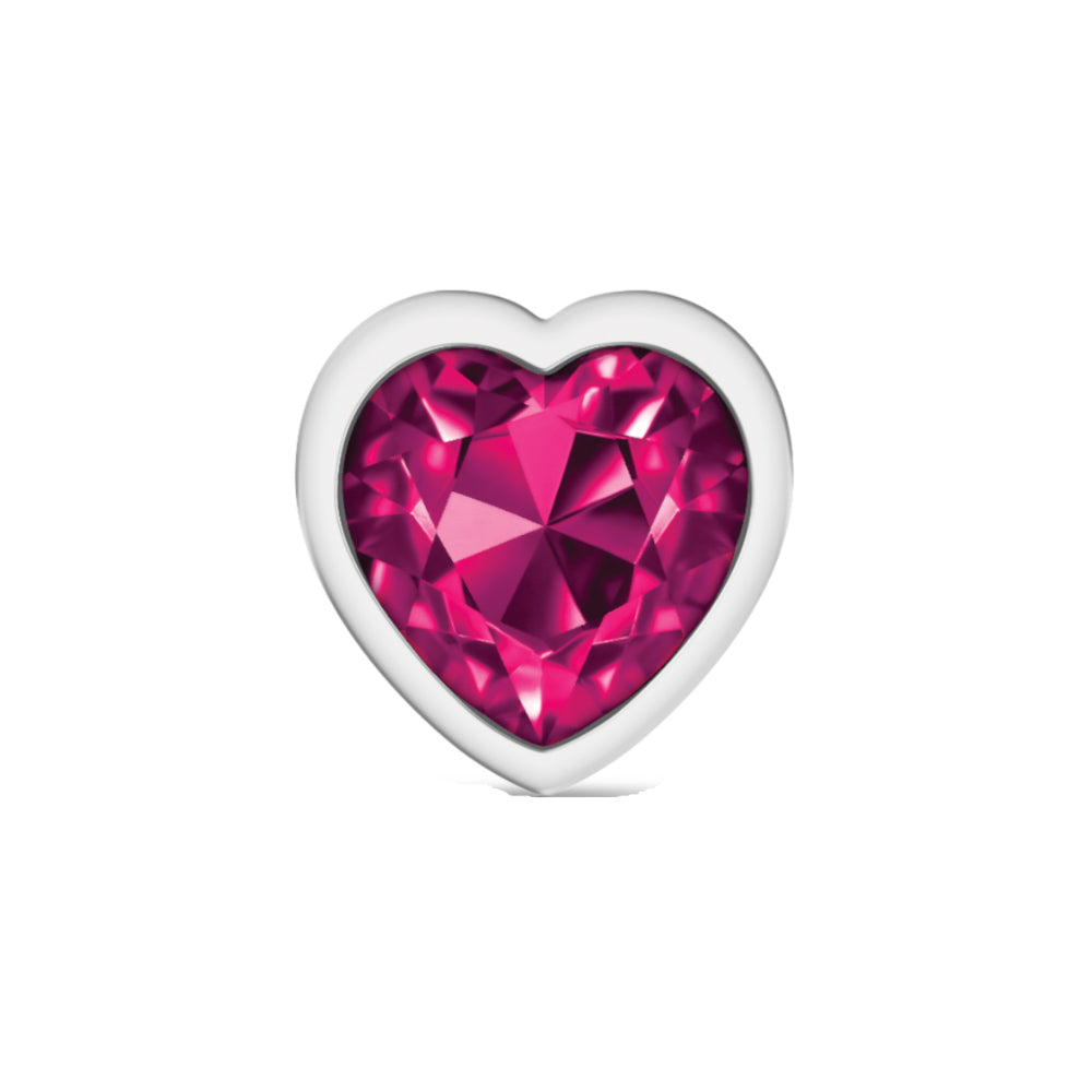 Cheeky Charms-Silver Metal Butt Plug- Heart-Bright Pink-Large | 850018691314 | Available at EroticWarehouse.com
