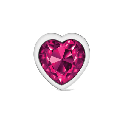Cheeky Charms-Silver Metal Butt Plug- Heart-Bright Pink-Large | 850018691314 | Available at EroticWarehouse.com