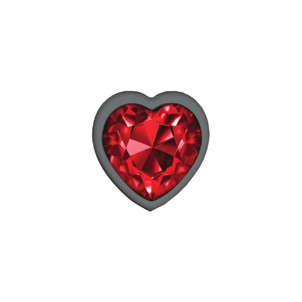 Cheeky Charms-Gunmetal Metal Butt Plug- Heart-Dark Red-Small | 850018691352 | Available at EroticWarehouse.com