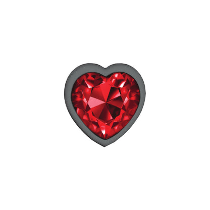 Cheeky Charms-Gunmetal Metal Butt Plug- Heart-Dark Red-Small | 850018691352 | Available at EroticWarehouse.com