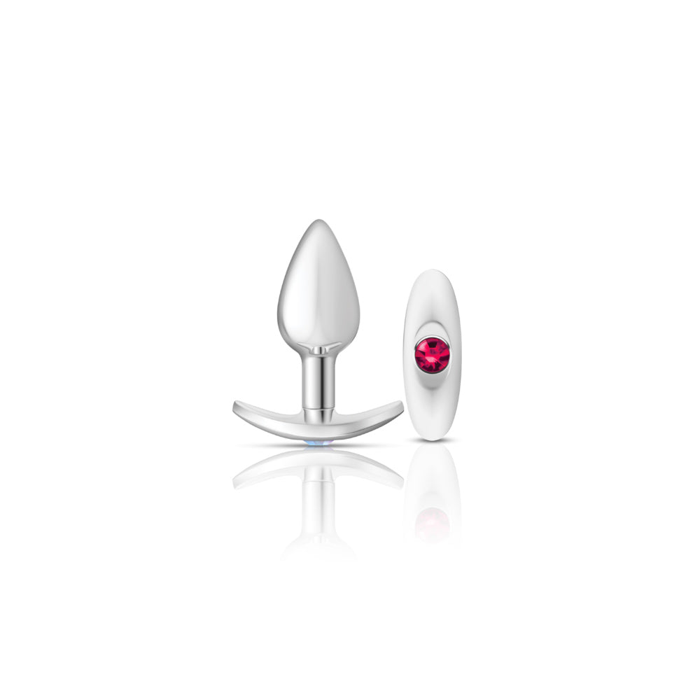 Cheeky Charms-Silver Metal Butt Plug Kit -Clear/bright Pink | 850018691406 | Available at EroticWarehouse.com
