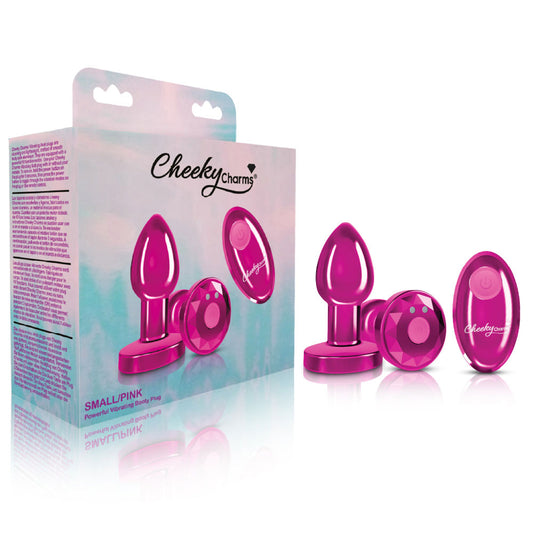 Cheeky Charms - Rechargeable Vibrating Metal Butt Plug With Remote Control - Pink - Small | 850018691468 | Available at EroticWarehouse.com