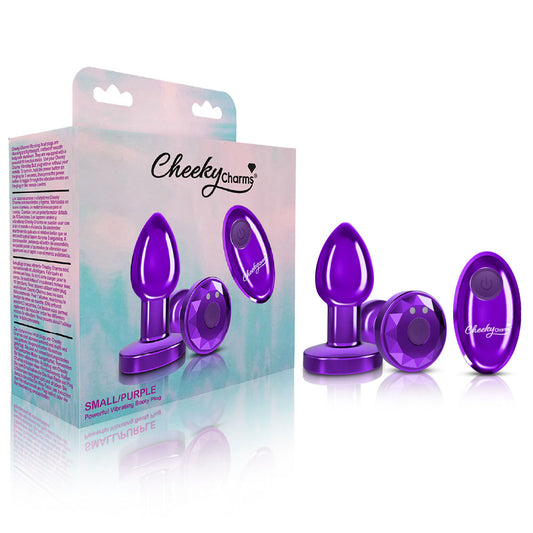 Cheeky Charms - Rechargeable Vibrating Metal Butt Plug With Remote Control - Purple - Small | 850018691482 | Available at EroticWarehouse.com