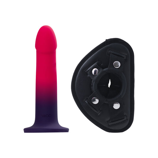 Duo Semi-Realistic Dildo With Harness - Pink/purple | 850052871291 | Available at EroticWarehouse.com