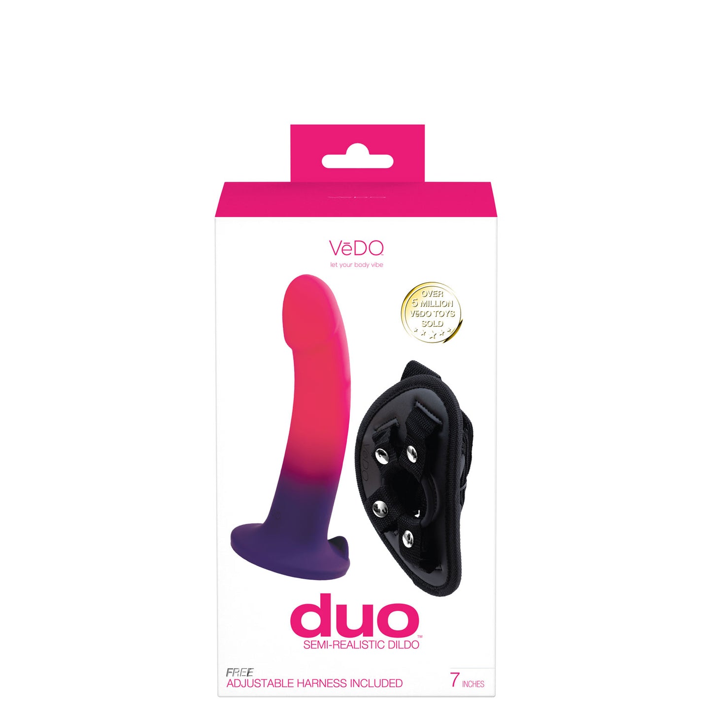Duo Semi-Realistic Dildo With Harness - Pink/purple | 850052871291 | Available at EroticWarehouse.com