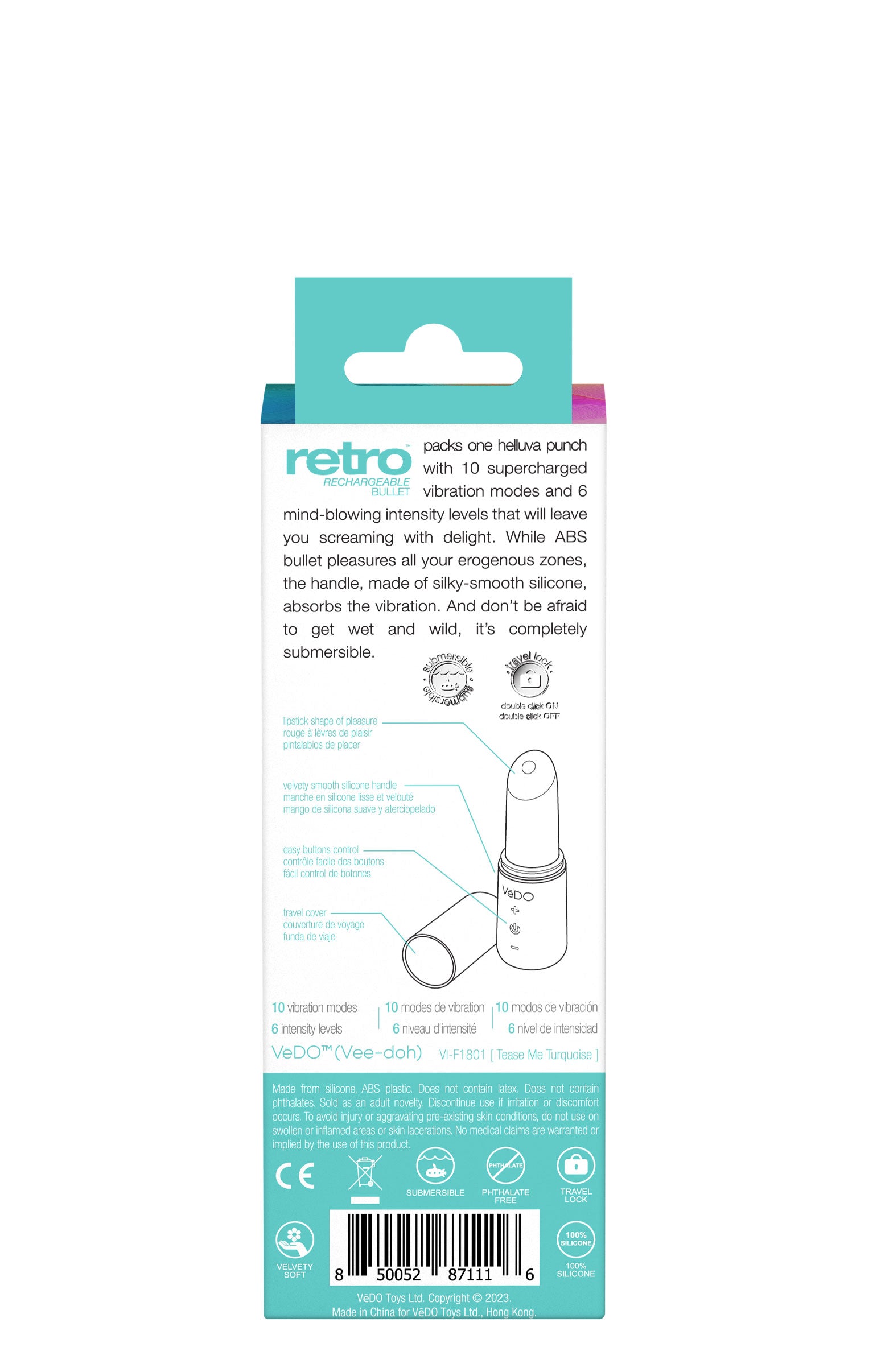 Retro Rechargeable Bullet - Turquoise | 850052871116 | Available at EroticWarehouse.com