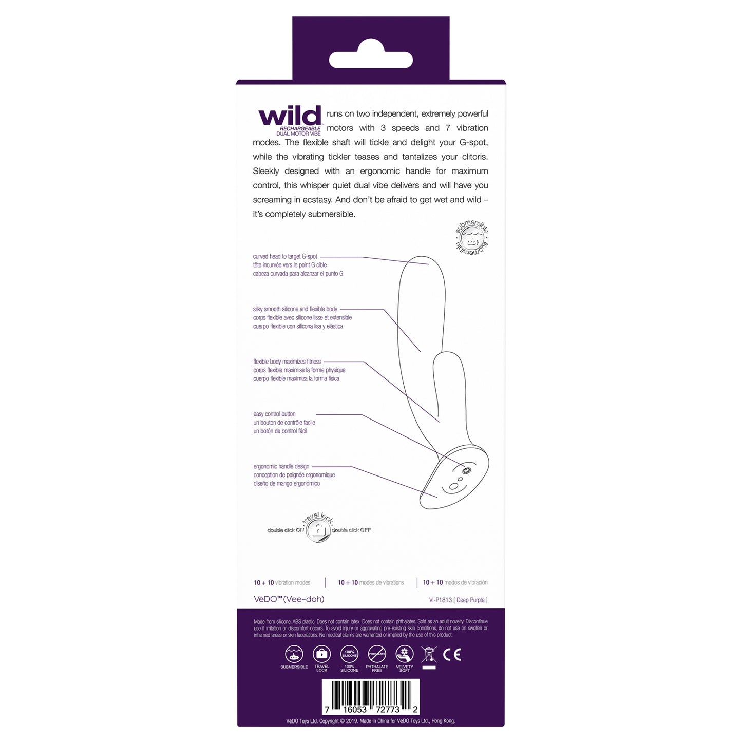 Wild Rechargeable Dual Motor Vibe - Purple | 716053727732 | Available at EroticWarehouse.com