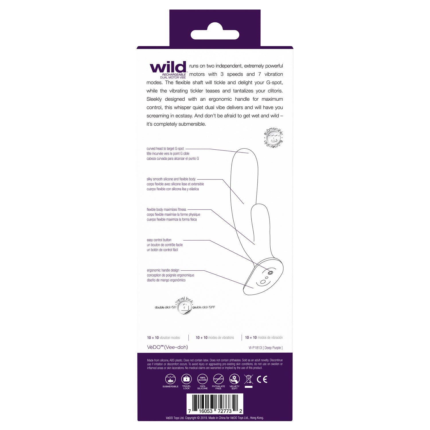 Wild Rechargeable Dual Motor Vibe - Purple | 716053727732 | Available at EroticWarehouse.com