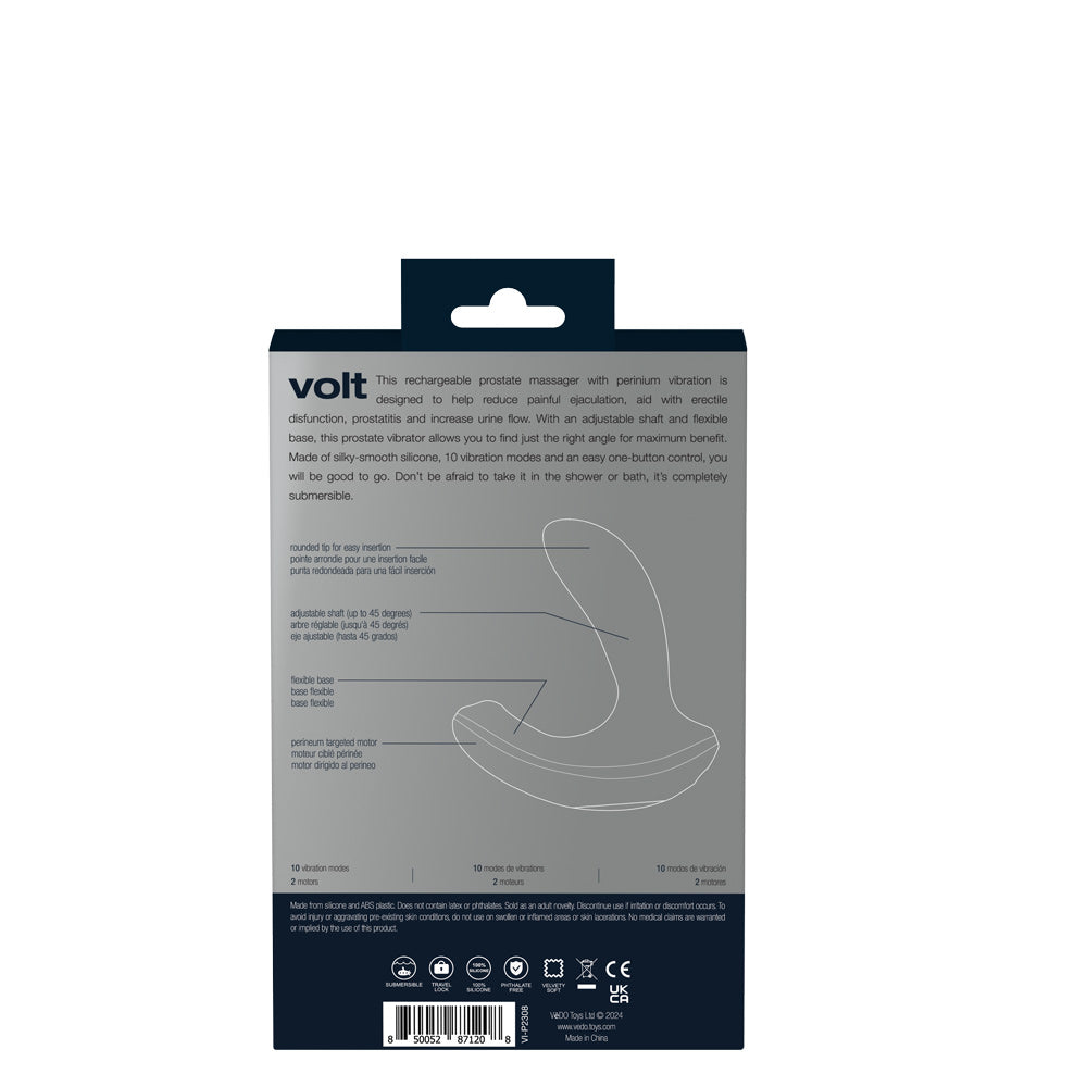 Volt Rechargeable Prostate Vibe - Black | 850052871208 | Available at EroticWarehouse.com