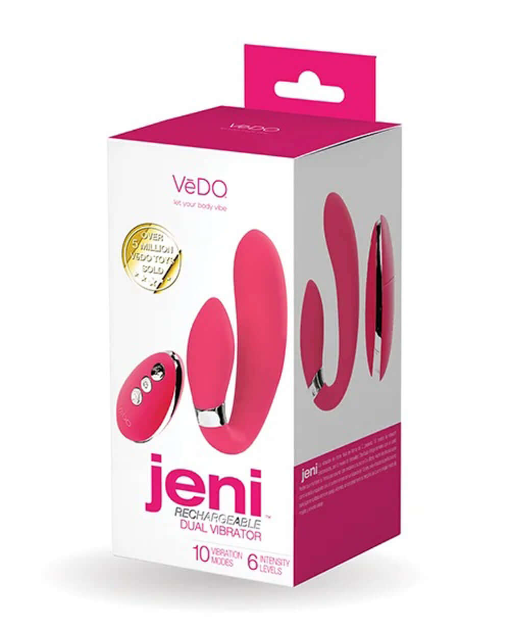 Jeni C-Shaped Dual Motor Vibe With Remote - Pink | 850052871253 | Available at EroticWarehouse.com