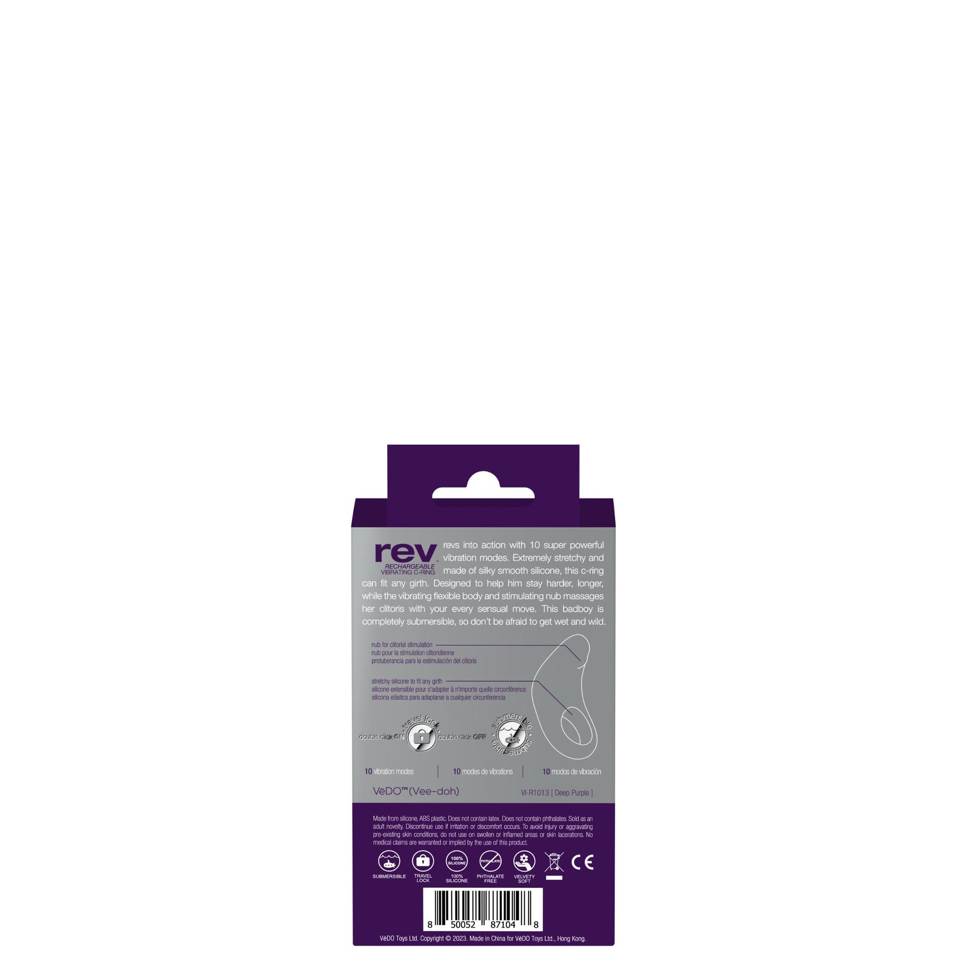 Rev Rechargeable Vibrating C-Ring - Purple | 850052871048 | Available at EroticWarehouse.com