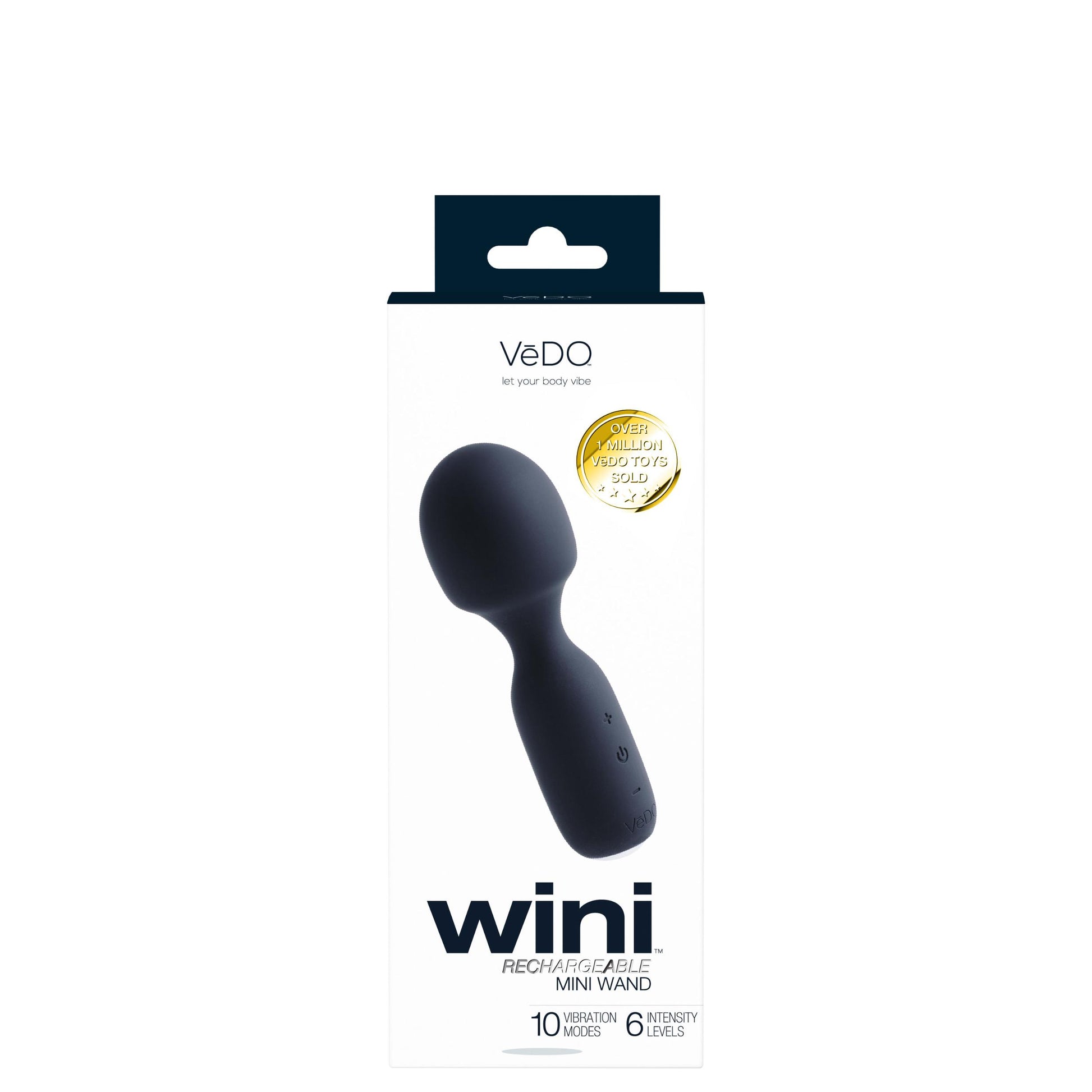 Wini Rechargeable Mini Wand - Black | 716053727886 | Available at EroticWarehouse.com