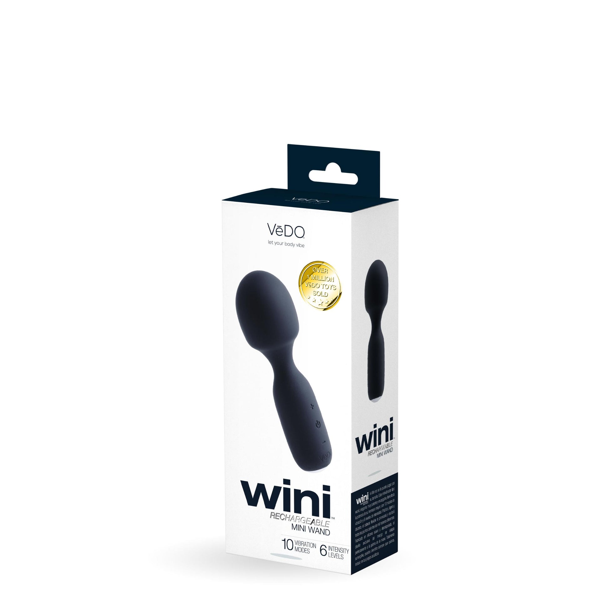 Wini Rechargeable Mini Wand - Black | 716053727886 | Available at EroticWarehouse.com
