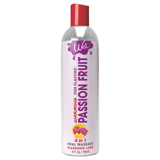 Wet Warming Fun Flavors - Passion Fruit - 4 in 1 Lubricant 4 Oz | 716222204187 | Available at EroticWarehouse.com