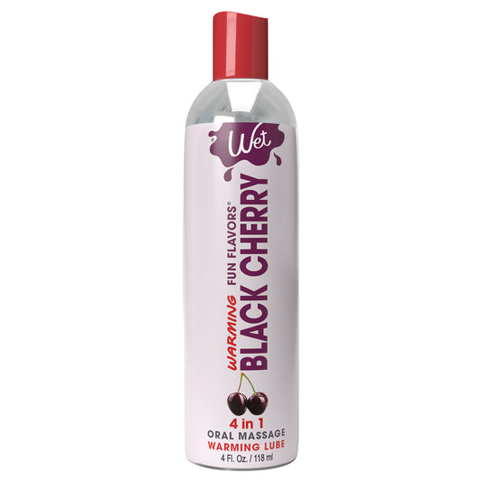 Wet Warming Fun Flavors - Black Cherry - 4 in 1 Lubricant 4 Oz | 716222204255 | Available at EroticWarehouse.com