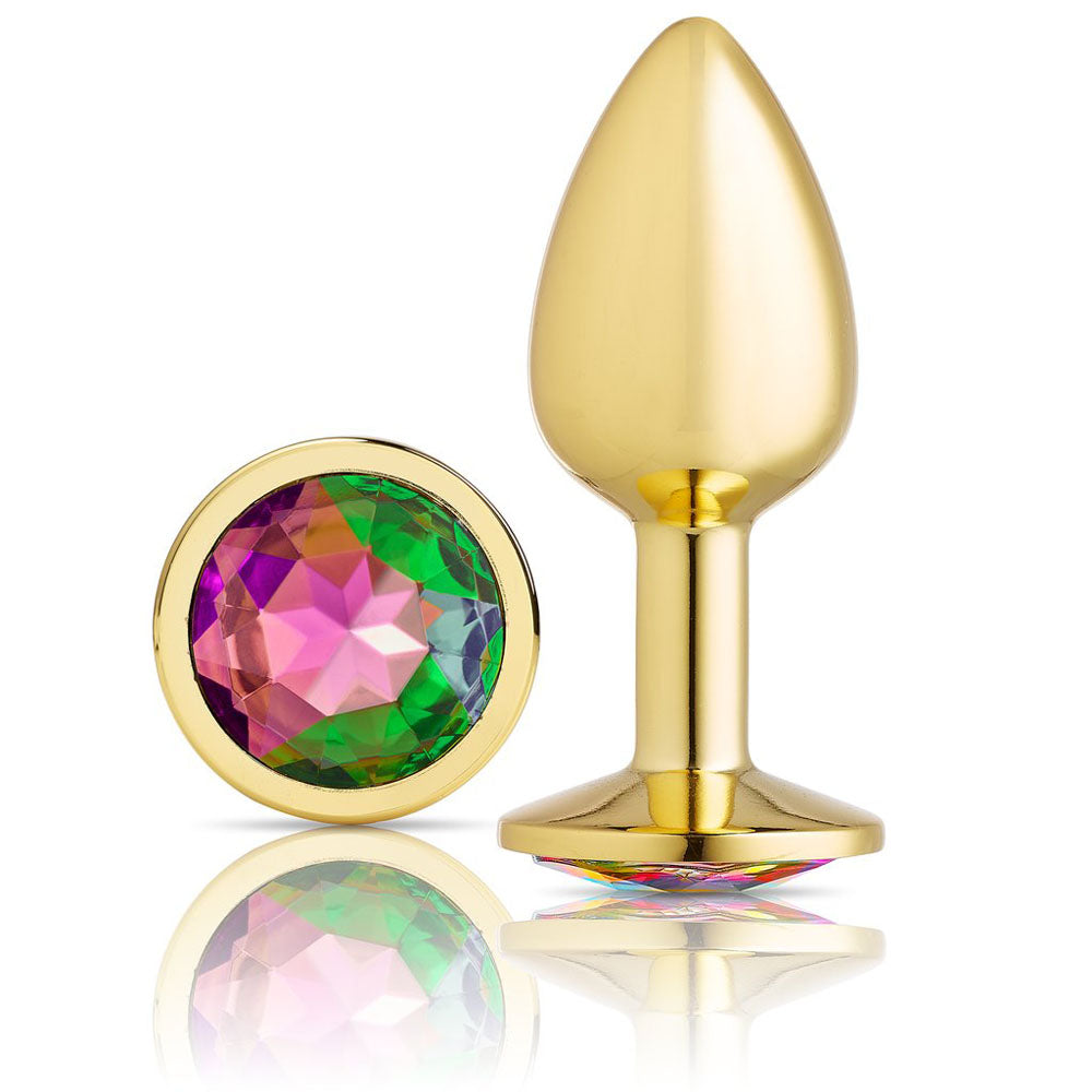 Cloud 9 Novelties Anal Gems Jeweled Gold Chromed Anal Plug - Small | 853545008167 | Available at EroticWarehouse.com