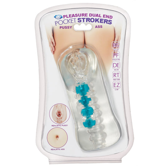 Personal Double Ended Beaded Pussy & Ass Stroker - Clear | 853545008525 | Available at EroticWarehouse.com