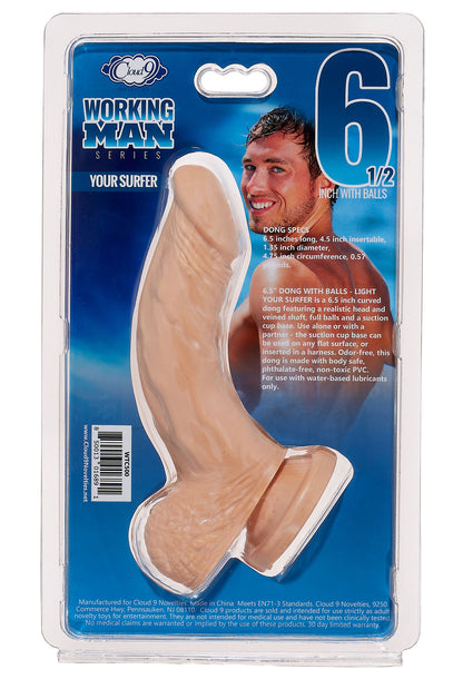 Cloud 9 Working Man 6.5 Inch With Balls - Your Surfer - Light | 850013016891 | Available at EroticWarehouse.com