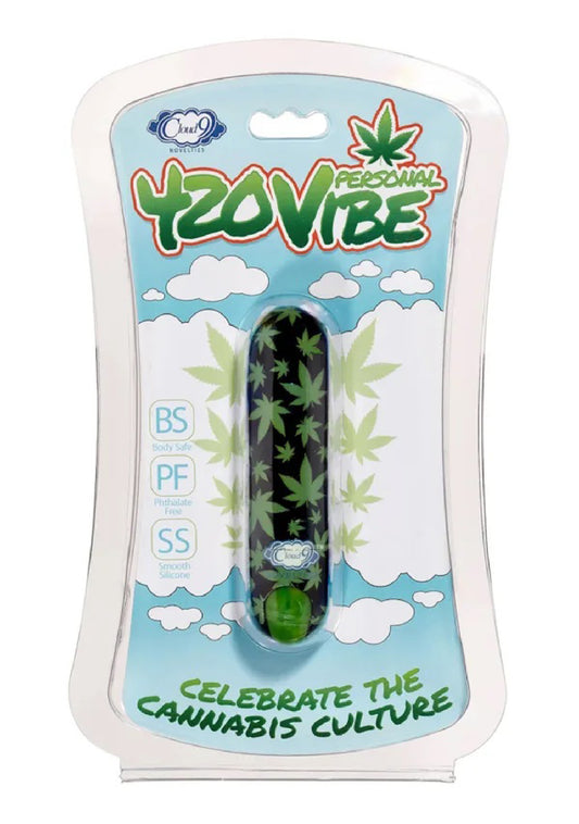 420 Stubby Vibe Cannabis Leaf - Black/green | 850047085146 | Available at EroticWarehouse.com